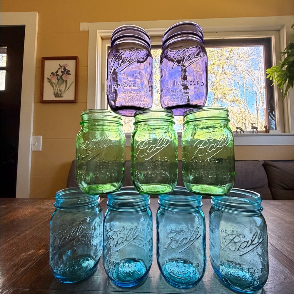 Limited Edition Blue, Green & Purple Mason Jars